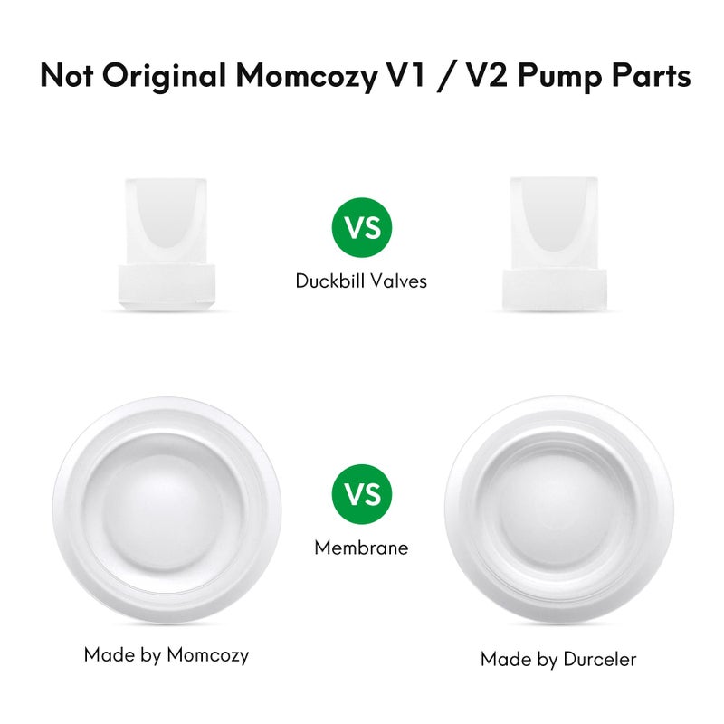 Durceler Replacement 4 Duckbill Valves/Duck Bill Valve & 2 Silicone Membrane/Diaphragm Compatible with Momcozy V1 / V2 Wearable Breast Pump, Pump Seal, Accessories Made by Durceler, Not Original Pump Parts - Image 3
